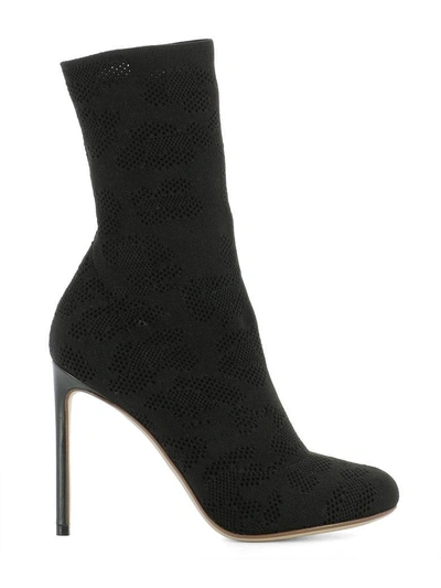 Shop Francesco Russo Black Fabric Heeled Ankle Boots