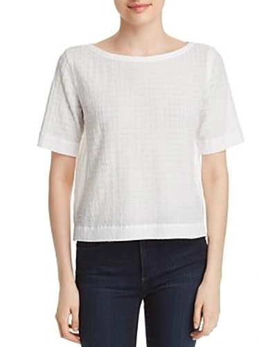 Shop Eileen Fisher Boatneck Grid-knit Top In White