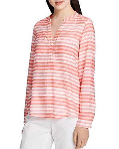Shop Calvin Klein Striped Button-down Blouse In Soft White Multi
