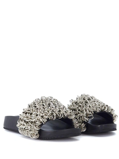 Shop Alexander Wang Suki Black Leather Slipper With Metal Rings In Nero