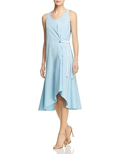 Shop Hugo Boss Heipina Faux-wrap Rope-tie Dress - 100% Exclusive In Lagoon Blue