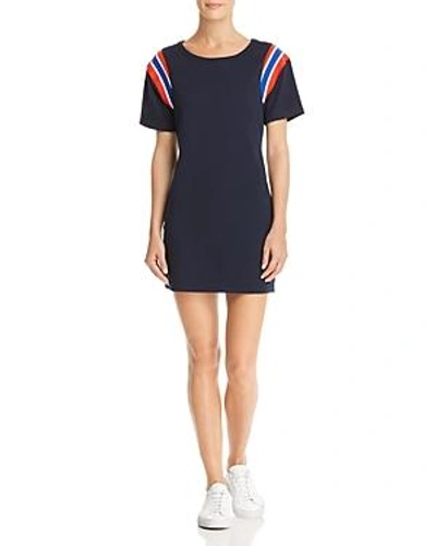 Shop Pam & Gela Stripe-inset T-shirt Dress In Navy