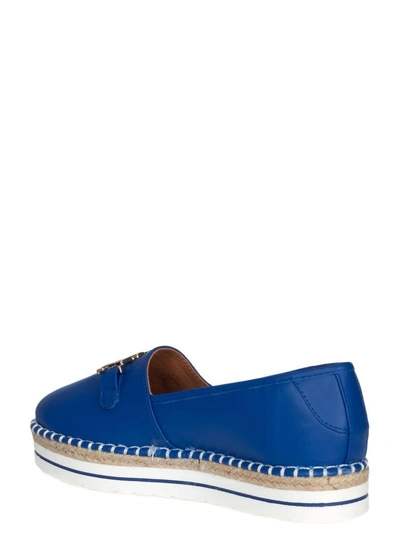 Shop Moschino Leather Slip On In Bluette