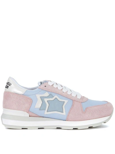 Shop Atlantic Stars Gemma Pink Leather And Light Blue Nylon Sneaker In Multicolor