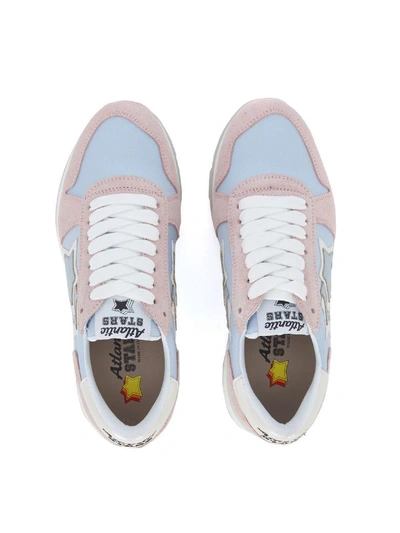 Shop Atlantic Stars Gemma Pink Leather And Light Blue Nylon Sneaker In Multicolor