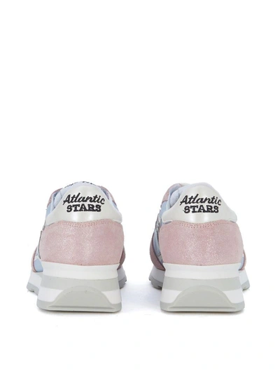 Shop Atlantic Stars Gemma Pink Leather And Light Blue Nylon Sneaker In Multicolor