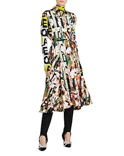 Shop Burberry Sacha Silk Mixed Graffiti Print Dress In Multicolor