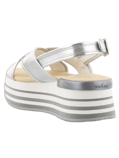 Shop Hogan H249 Sandals In Silver