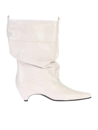 Shop Stella Mccartney White Snakeskin Print Boots