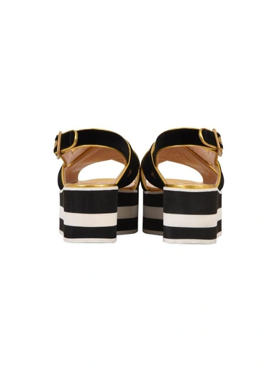 Shop Gucci Velvet Platform Sandals In Black