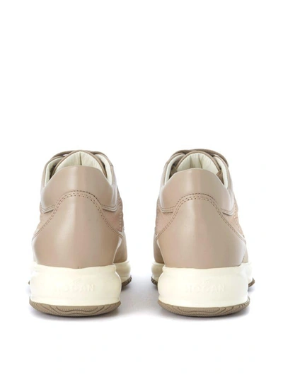 Shop Hogan Interactive Ginger Leather Sneaker In Marrone