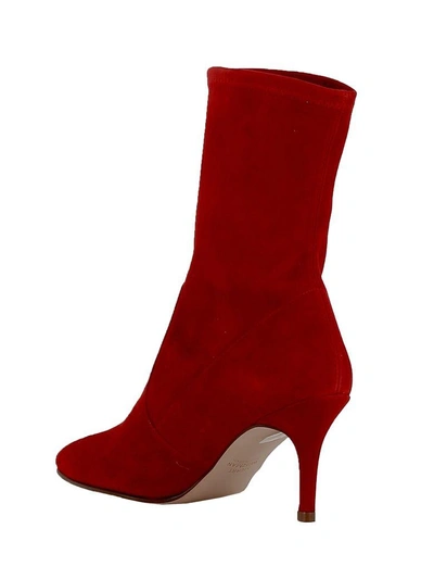 Shop Stuart Weitzman Red Suede Ankle Boots