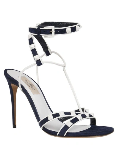 Shop Valentino Studded Strappy Sandals In 0ry Blu