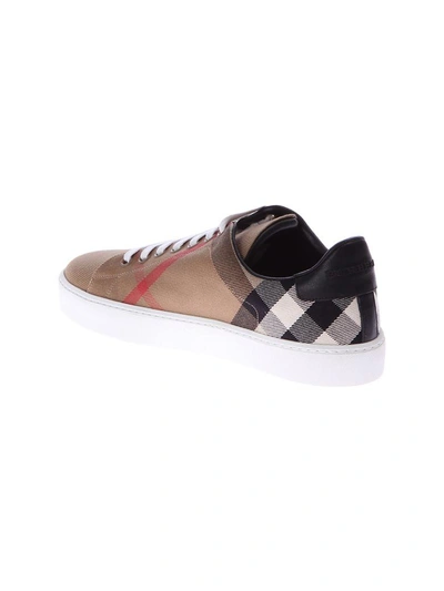 Shop Burberry Multicolored Checked Sneakers In Beige