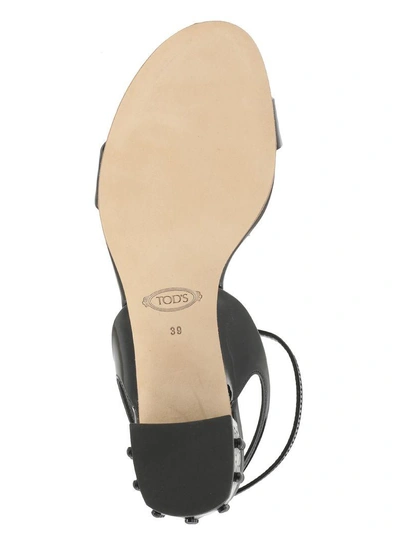 Shop Tod's Leather Sandal In Black