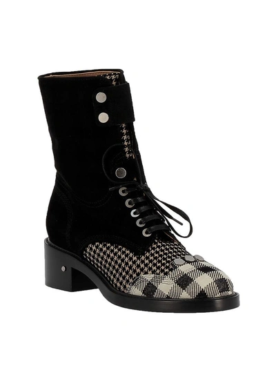 Shop Laurence Dacade Black And White Tartan And Suede Ankle Boots In Multicolor