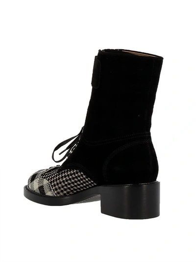 Shop Laurence Dacade Black And White Tartan And Suede Ankle Boots In Multicolor