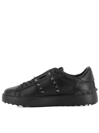 Shop Valentino Black Leather Sneakers