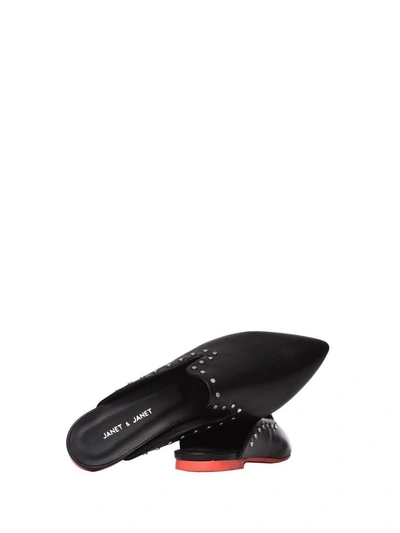 Shop Janet & Janet Leah Black Slippers In Nero