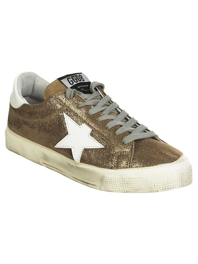 Shop Golden Goose Glitter Detail Sneakers In Gold White