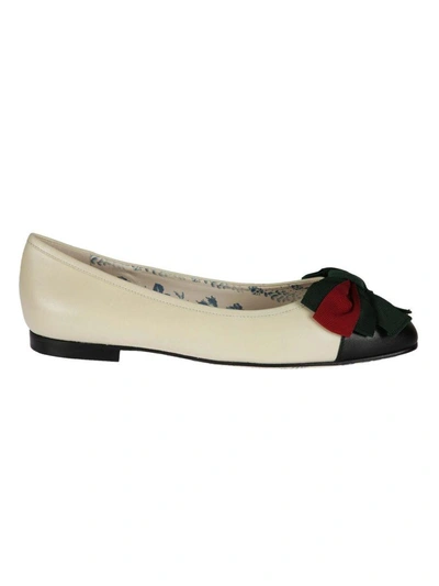 Shop Gucci Web Bow Ballerinas In Nero