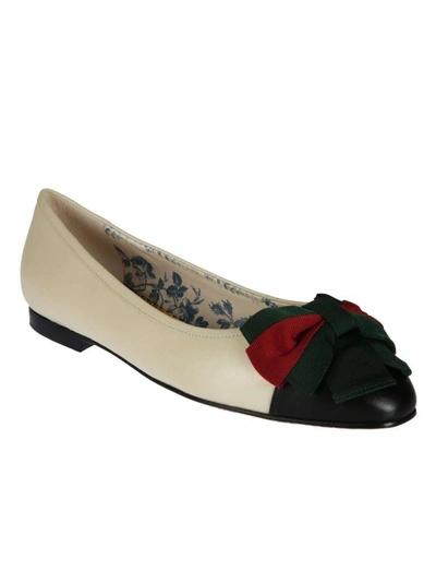 Shop Gucci Web Bow Ballerinas In Nero