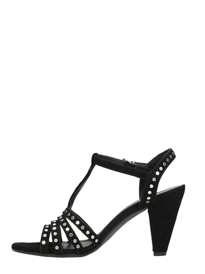 Shop Janet & Janet Black Suede Sandals Straps Silver Studs