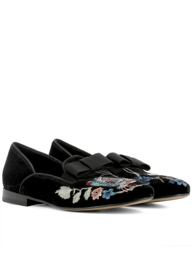 Shop Etro Black Velvet Loafers