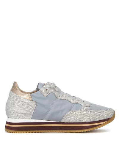 Shop Philippe Model Tropez Higher Bronze And Grey Fabric Sneaker In Grigio