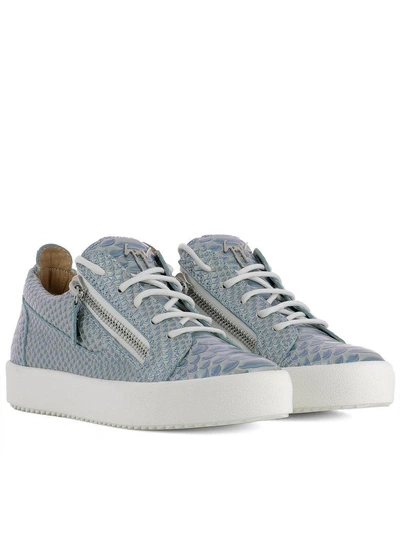 Shop Giuseppe Zanotti Silver Leather Sneakers