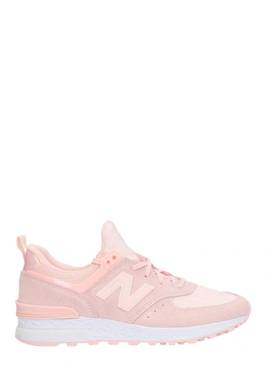 Shop New Balance 574 Pink Suede Sneakers In Rose-pink