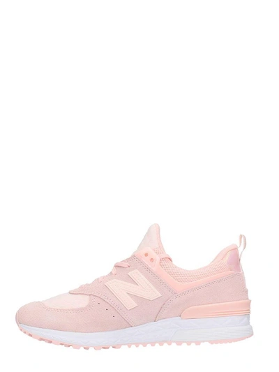Shop New Balance 574 Pink Suede Sneakers In Rose-pink