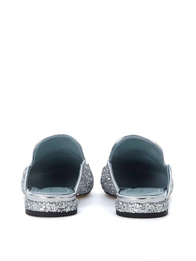 Shop Chiara Ferragni Suite Silver Glitter Mules In Argento