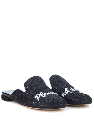 Shop Chiara Ferragni Suite Black Glitter Mules In Nero