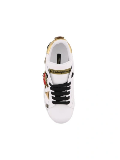 Shop Dolce & Gabbana Portofino Sneakers In Bianco-oro