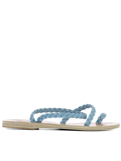 Shop Ancient Greek Sandals Light Blue Fabric Sandals