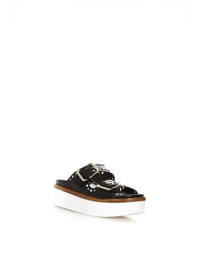 Shop Tod's Black Perforated Leather Sandals