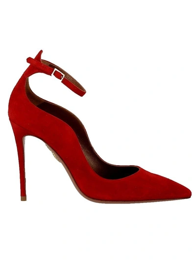 Shop Aquazzura Red Suede Sandals