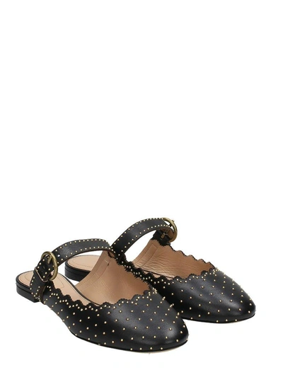 Shop Chloé Lauren Studs Flat Mules In Black