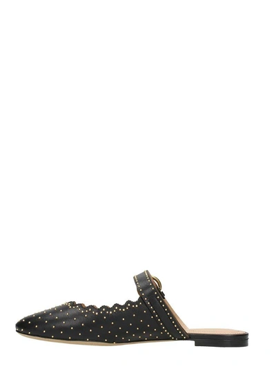 Shop Chloé Lauren Studs Flat Mules In Black