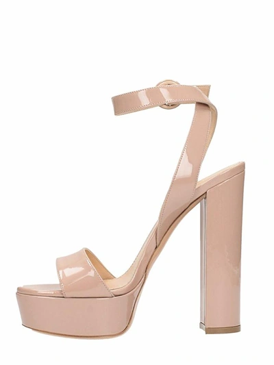 Shop Lerre Plateau Nude Patent Leather Sandals In Powder
