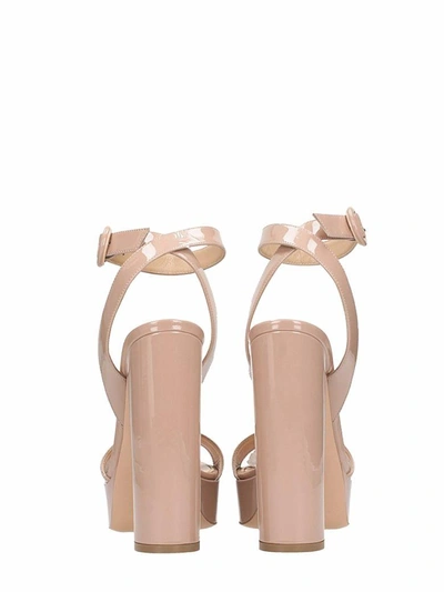 Shop Lerre Plateau Nude Patent Leather Sandals In Powder