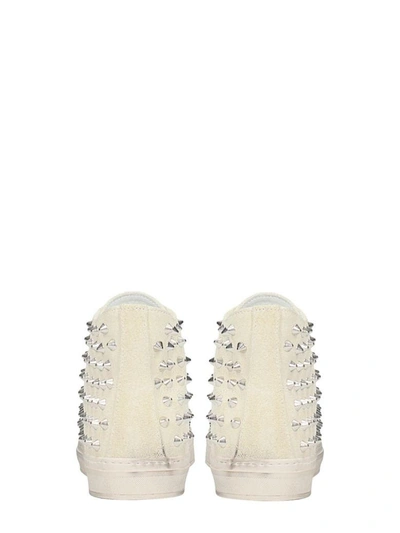 Shop Gienchi Jean Michel Hi White Suede Sneakers