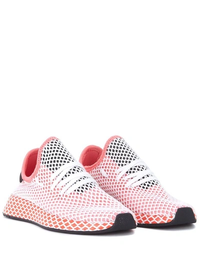 Shop Adidas Originals Deerupt Pink White And Red Mesh Sneaker In Rosa
