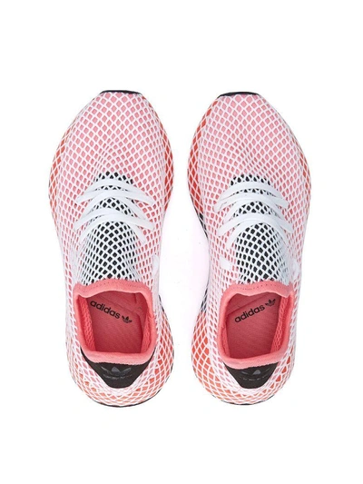 Shop Adidas Originals Deerupt Pink White And Red Mesh Sneaker In Rosa