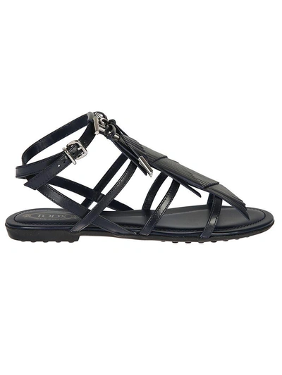 Shop Tod's Fringed Flat Sandals