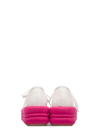 Shop Marc Ellis White/fuchsia Leather Wedge Sneakers In White - Fuxia