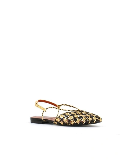 Shop Michel Vivien Woven Ballerina In Black/gold