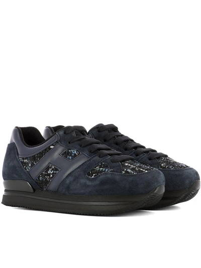 Shop Hogan Blue Suede Sneakers