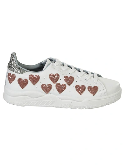 Shop Chiara Ferragni Heart Glitter Sneakers In Bianco